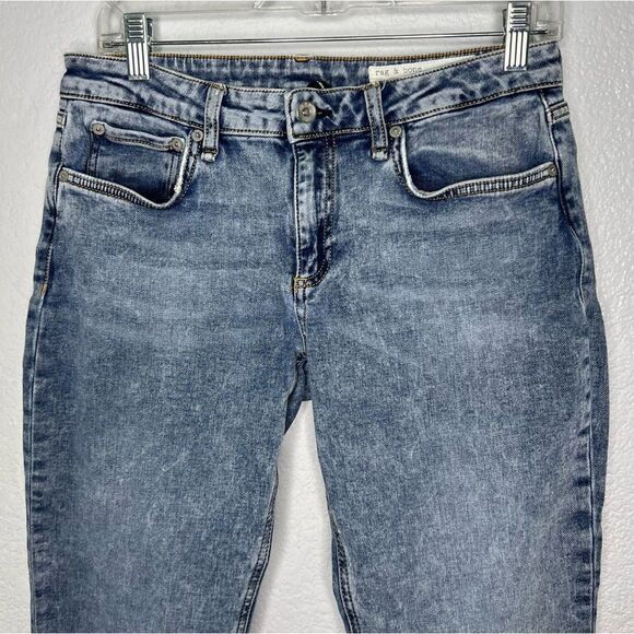 Rag & Bone ORE Low-Rise Boyfriend Raw Hem Acid Wash Blue Women Jeans Sz 27 - Picture 4 of 10